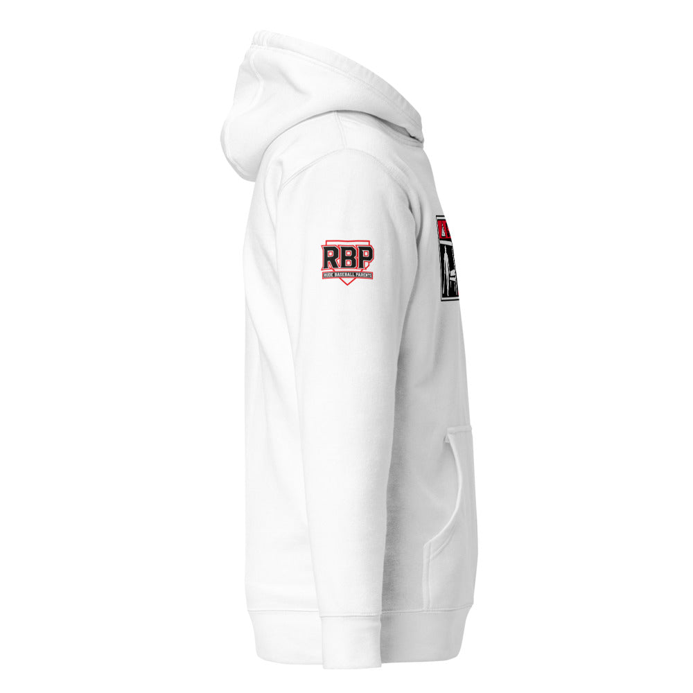Big Dugout Energy Hoodie — White — right sleeve view