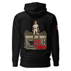 RBP hoodie front and back design, black back with outfielder and stats