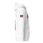 RBP hoodie front and back design, white right sleeve RBP logo