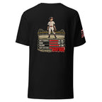 RBP tee front and back design, black back with outfielder and stats