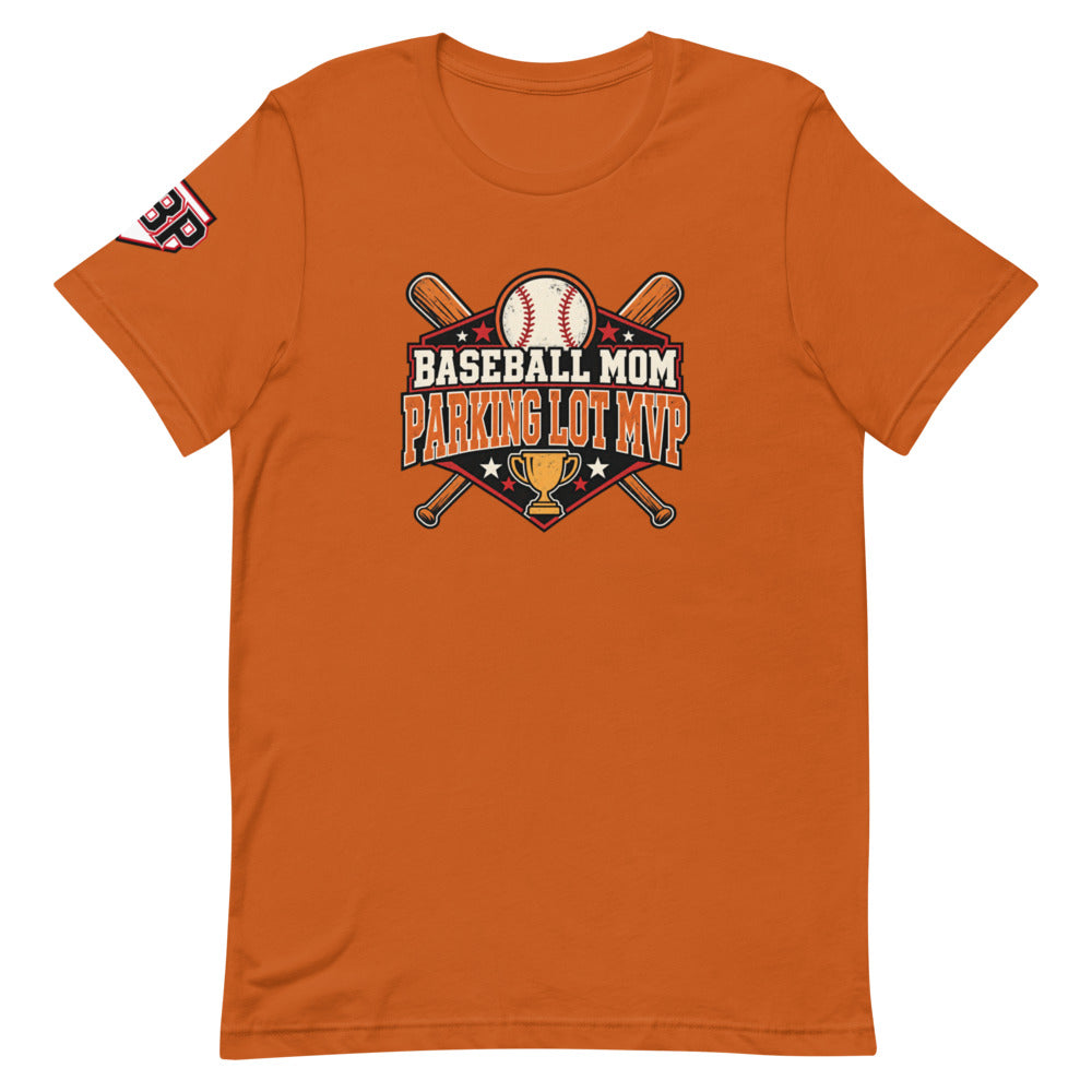 Baseball Mom Parking Lot MVP Tee — Autumn — front view