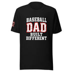 Baseball Dad Built Different Tee — front view