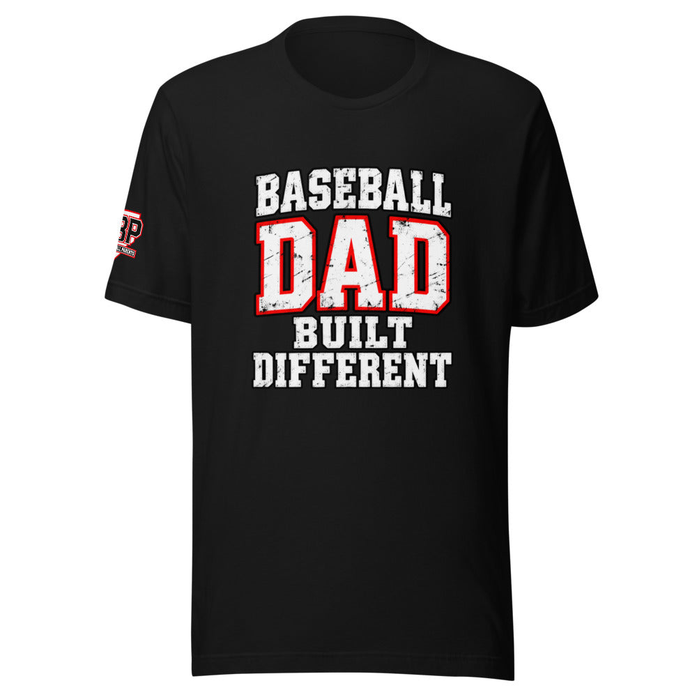 Baseball Dad Built Different Tee — front view