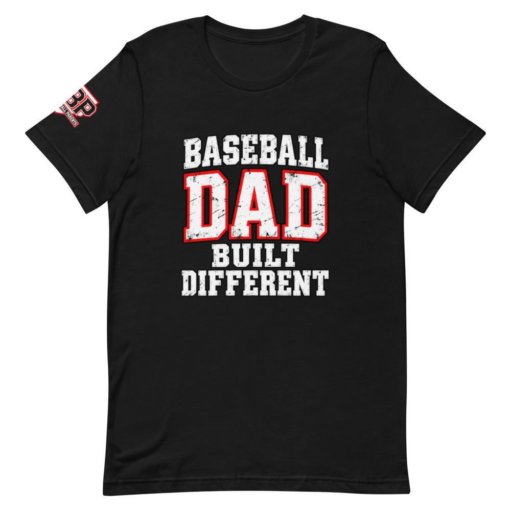 Baseball Dad Built Different Tee — front view