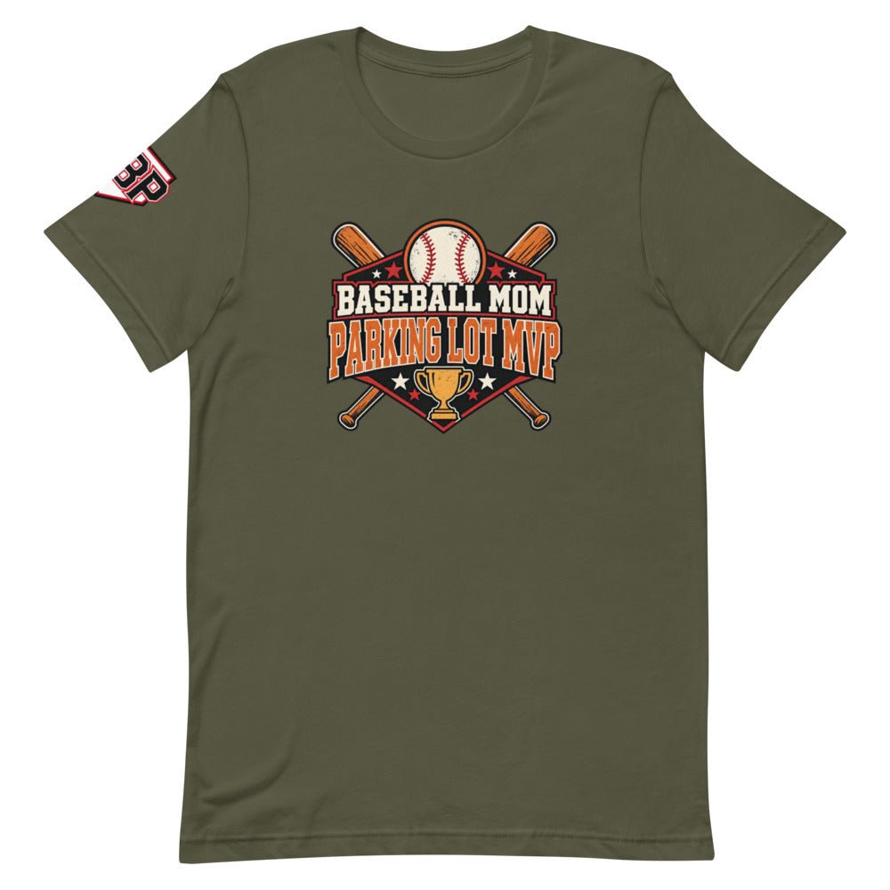 Baseball Mom Parking Lot MVP Tee — Military Green — front view