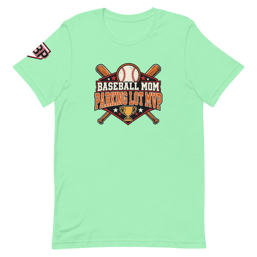 Baseball Mom Parking Lot MVP Tee — Mint — front view