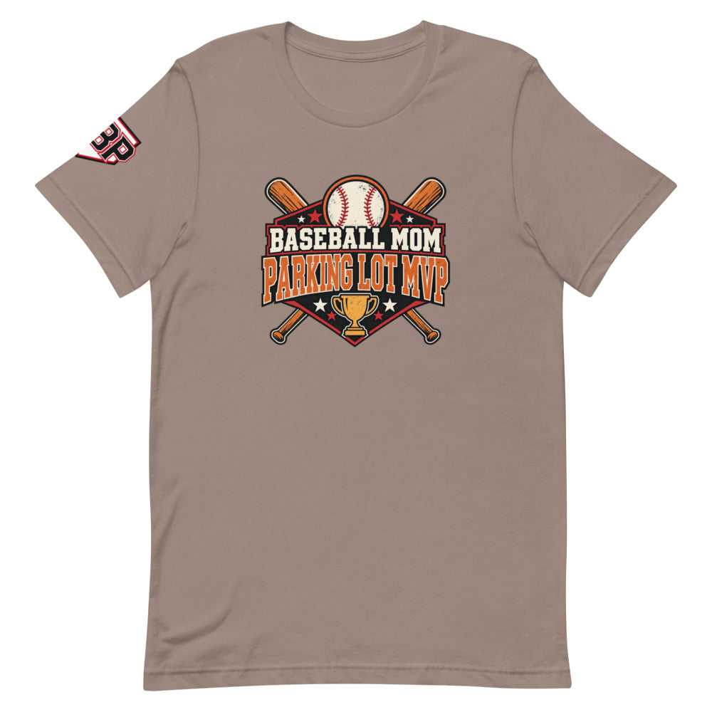 Baseball Mom Parking Lot MVP Tee — Pebble — front view