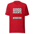 Good Parents Bad Behavior Tee — Red — front view