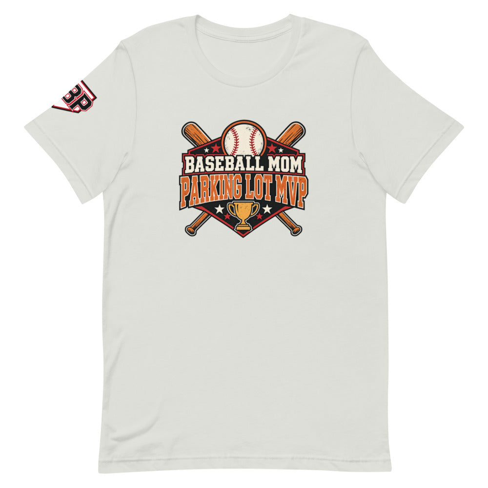 Baseball Mom Parking Lot MVP Tee — Silver — front view