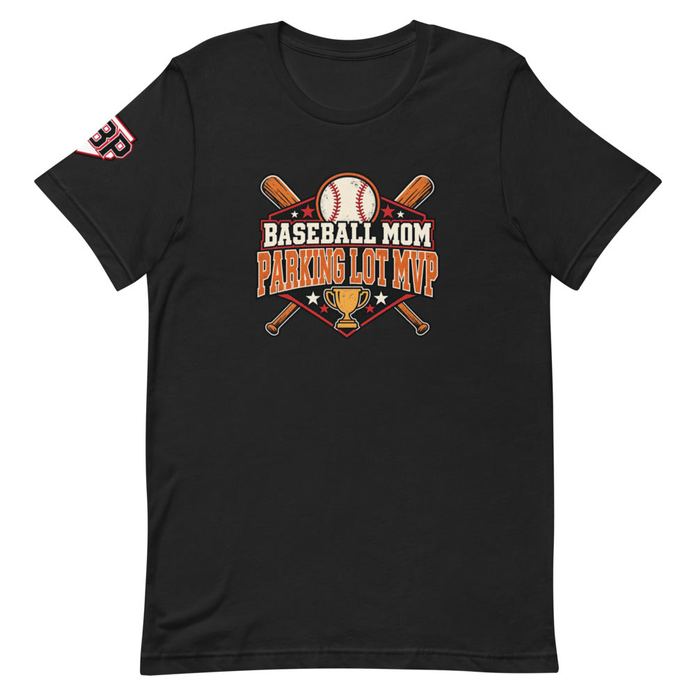 Baseball Mom Parking Lot MVP Tee — Vintage Black — front view